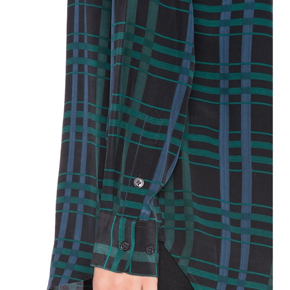 Equipment Women's Adalyn 100% Silk Shirt Blouse Black Ink Multi Camp V Collar S - Picture 11 of 14